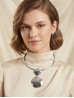 Circle/Square Pendant Necklace & Earring Set